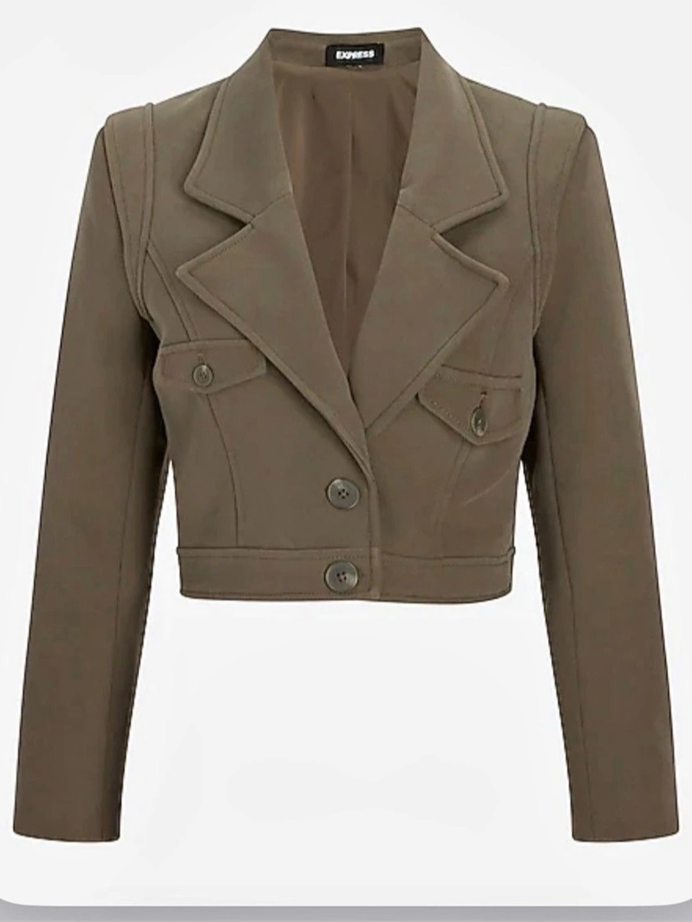 Express Cropped Utility Jacket Blazer in Olive Green